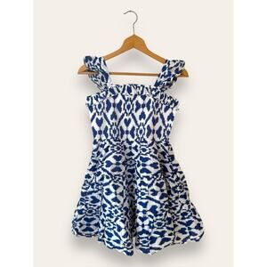NWT Janie and Jack Ikat Ruffle Trim Sundress Bright Night Print 12 Girl's